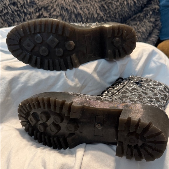 Mix No.6 Boots Silver Leopard Print Lace-Up Ankle Boots 7.5 38 - Picture 3 of 7